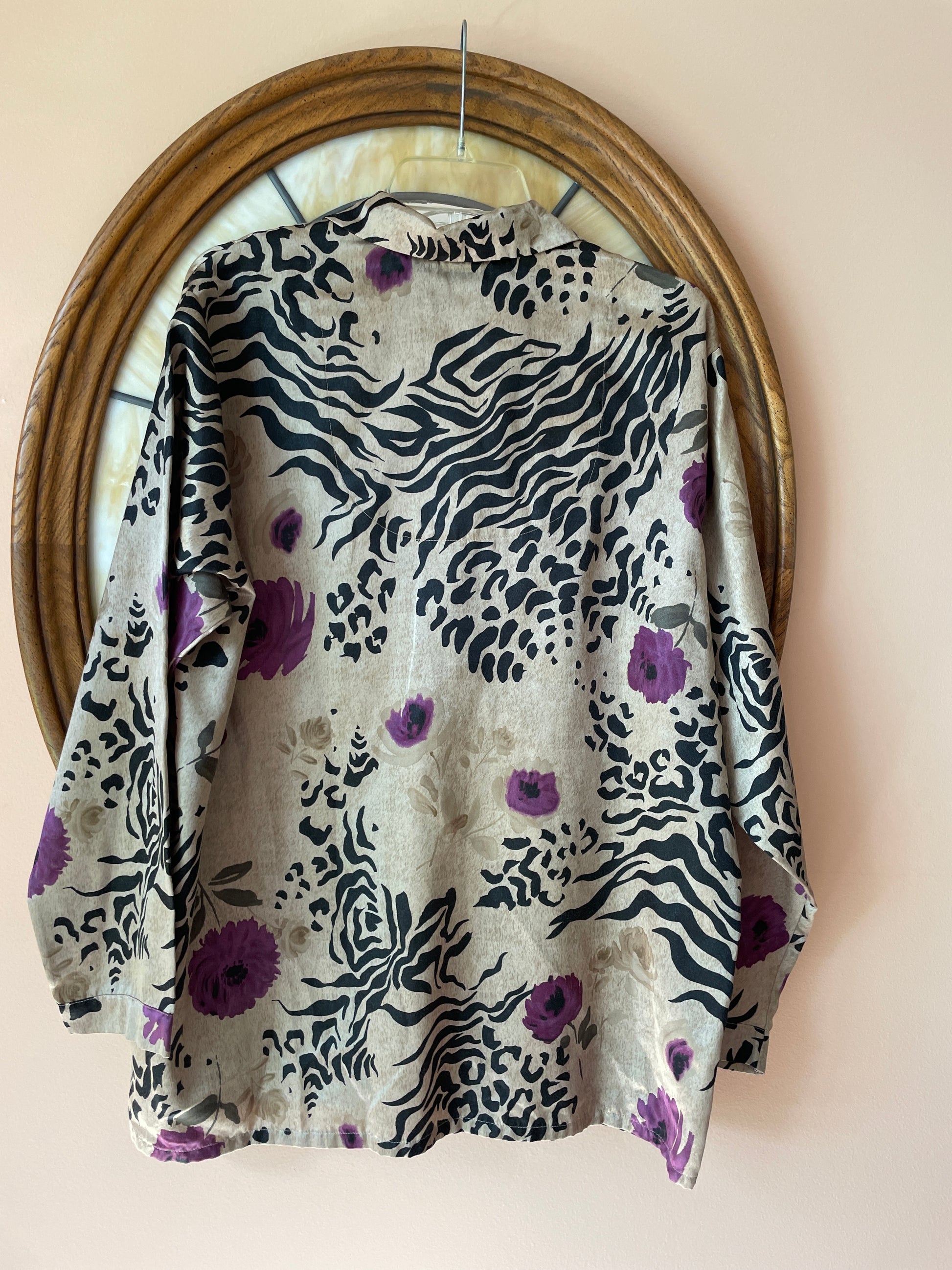  90s Floral Animal Print Lounge Shirt X/L