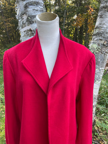 80s Vintage Peck & Peck Wool Cashmere Cropped Lined Open Front Winter Jacket L