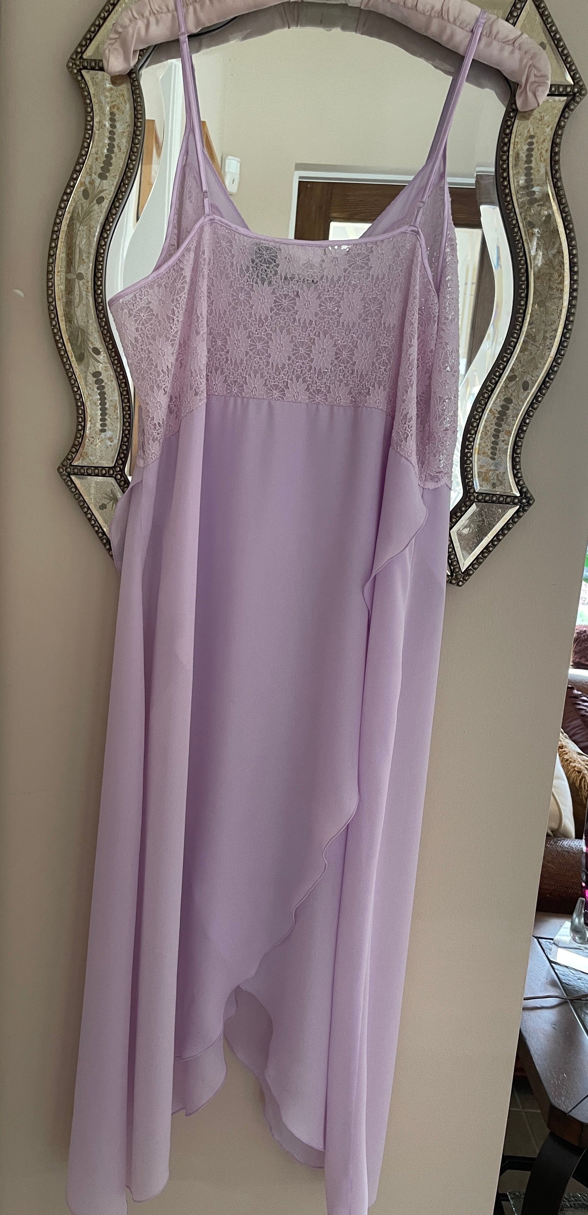  90s Sheer Lavender Lace Lingerie Gown Lg