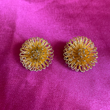 Vintage 60s Mod Gold Tone Clip Earrings