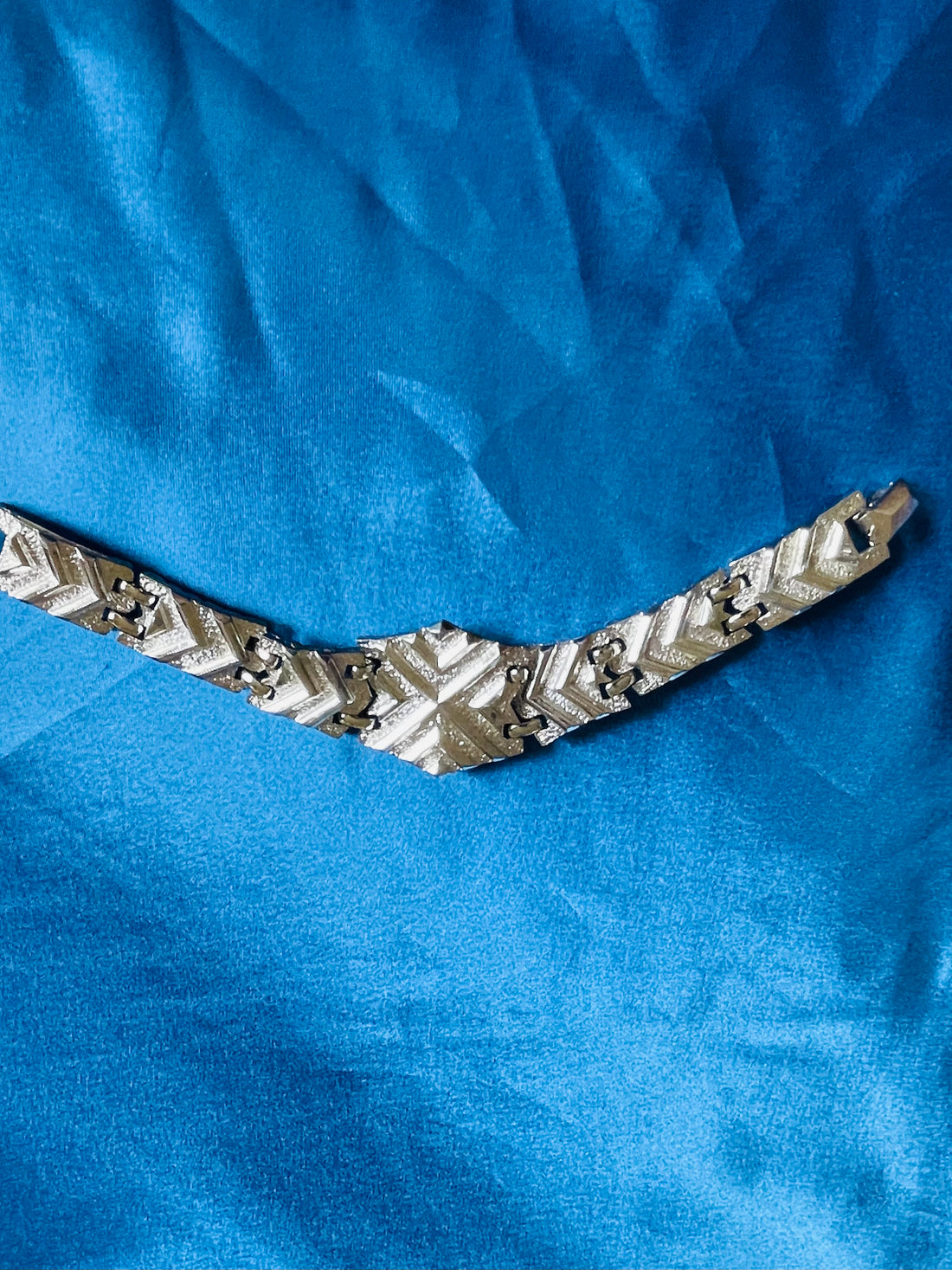 Vintage 60s Sarah Coventry Geometric Silver Tone Stylish Bracelet