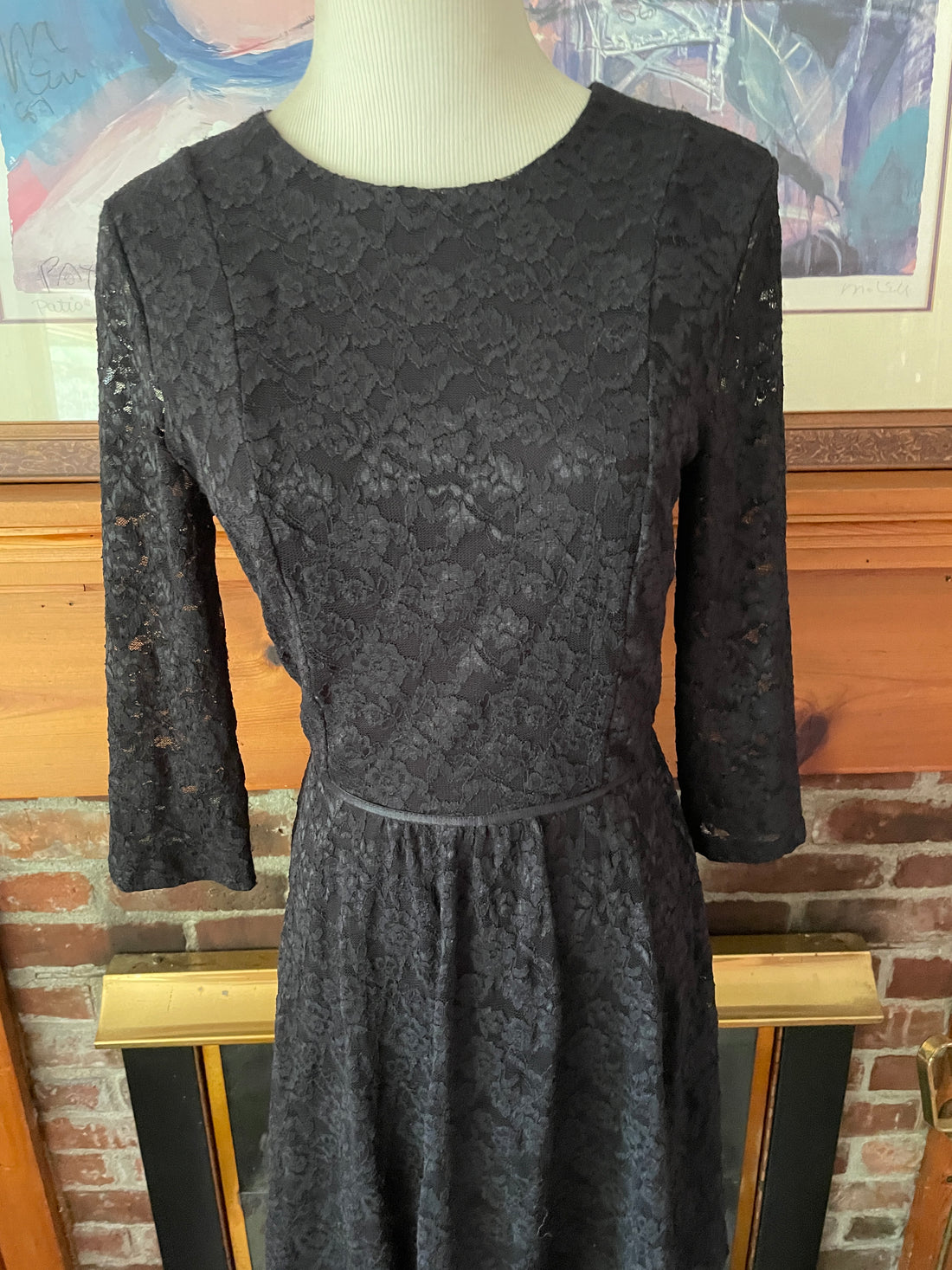 2000s black lace dress