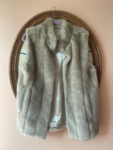80s Plush Faux Fur Gray Sleeveless Vest