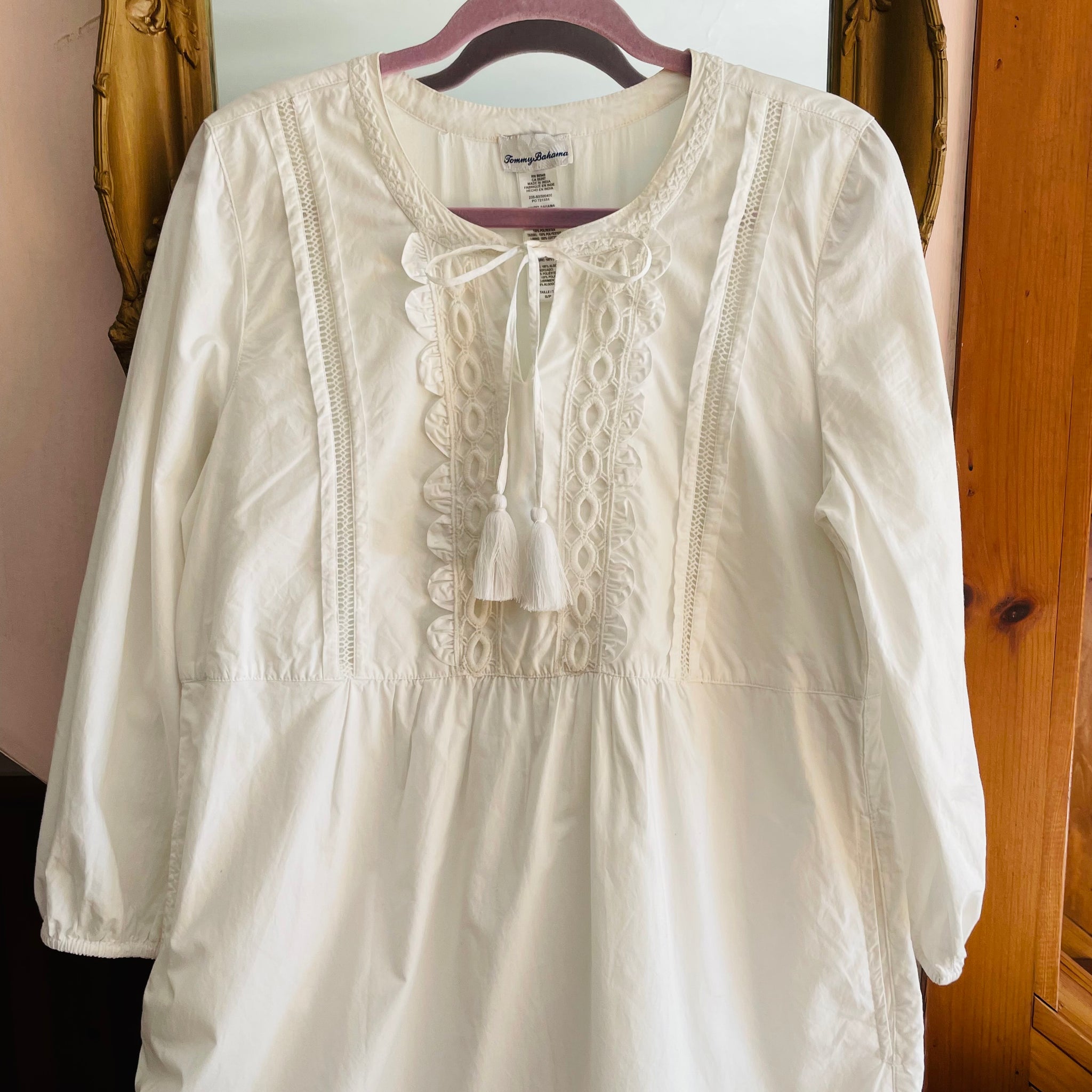 2000s Tommy Bahama Cotton Summer Short White Dress S/M