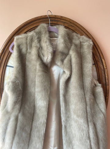 80s Plush Faux Fur Gray Sleeveless Vest