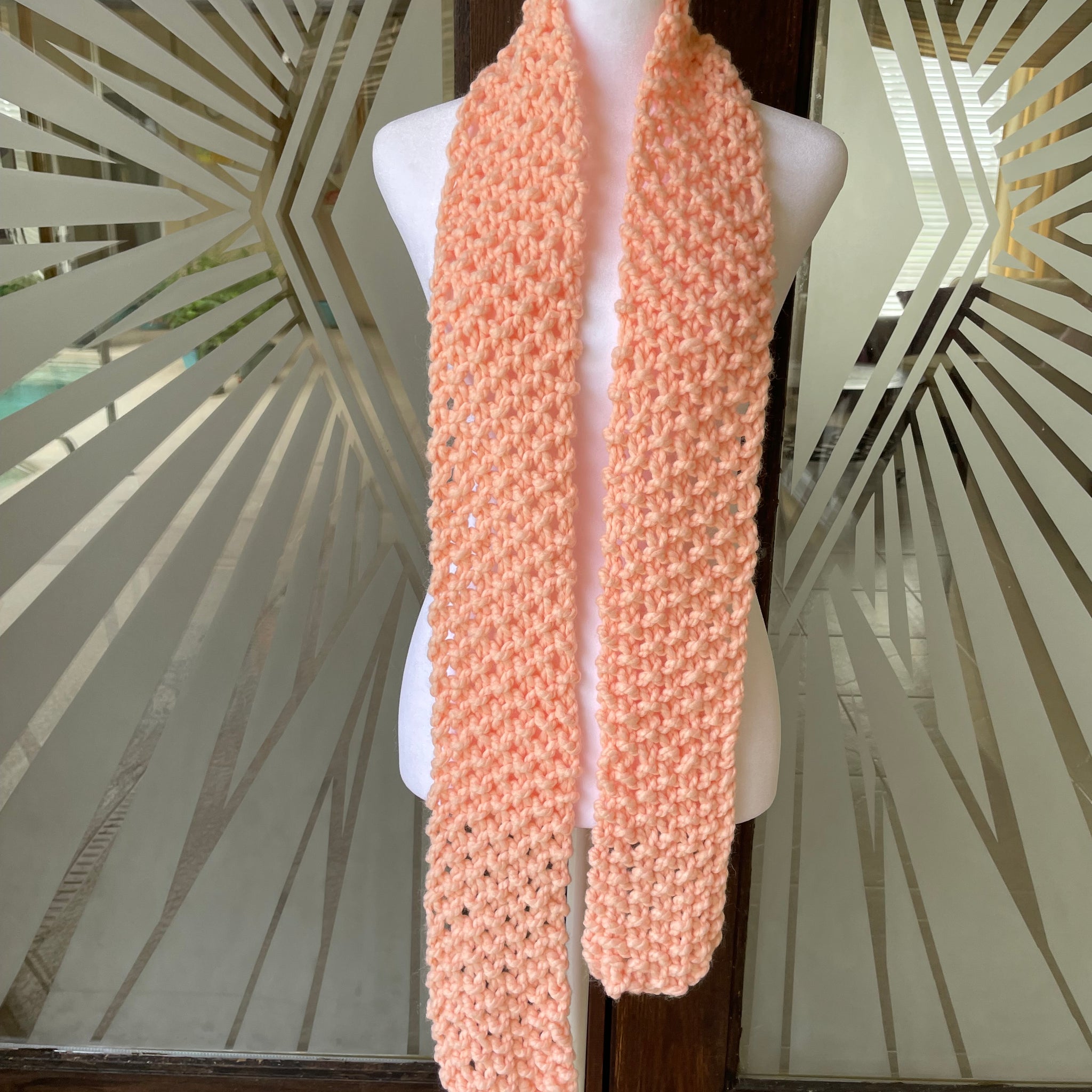 2000s Hand Knit Acrylic Wrap Winter Scarf