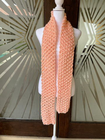 2000s Hand Knit Acrylic Wrap Winter Scarf