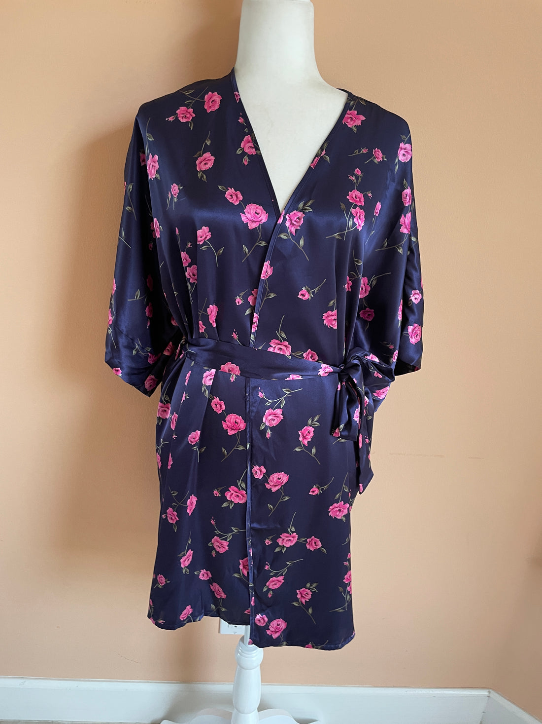 90s Floral wrap robe