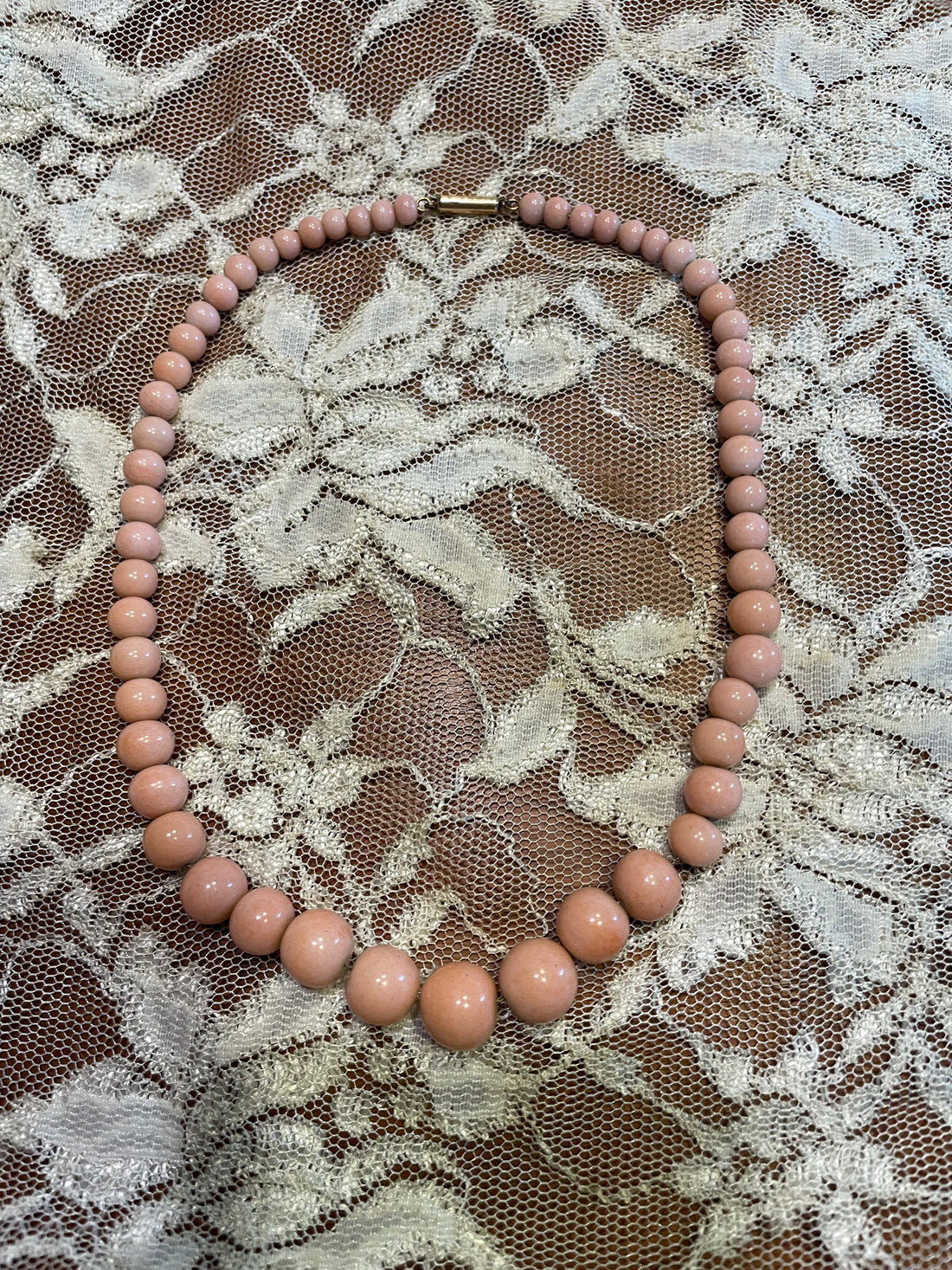 60s Vintage Handmade Pink Acrylic Beaded Necklace