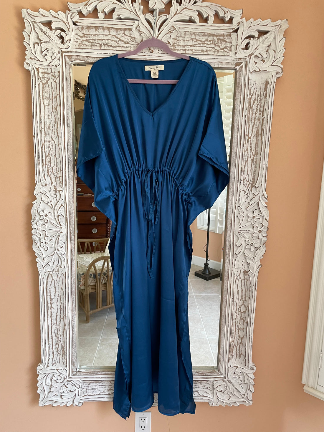 Maxi Caftan Dark Blue Beach Wear Evening Gown Lounge Dress Plus Size 1X-3X. New