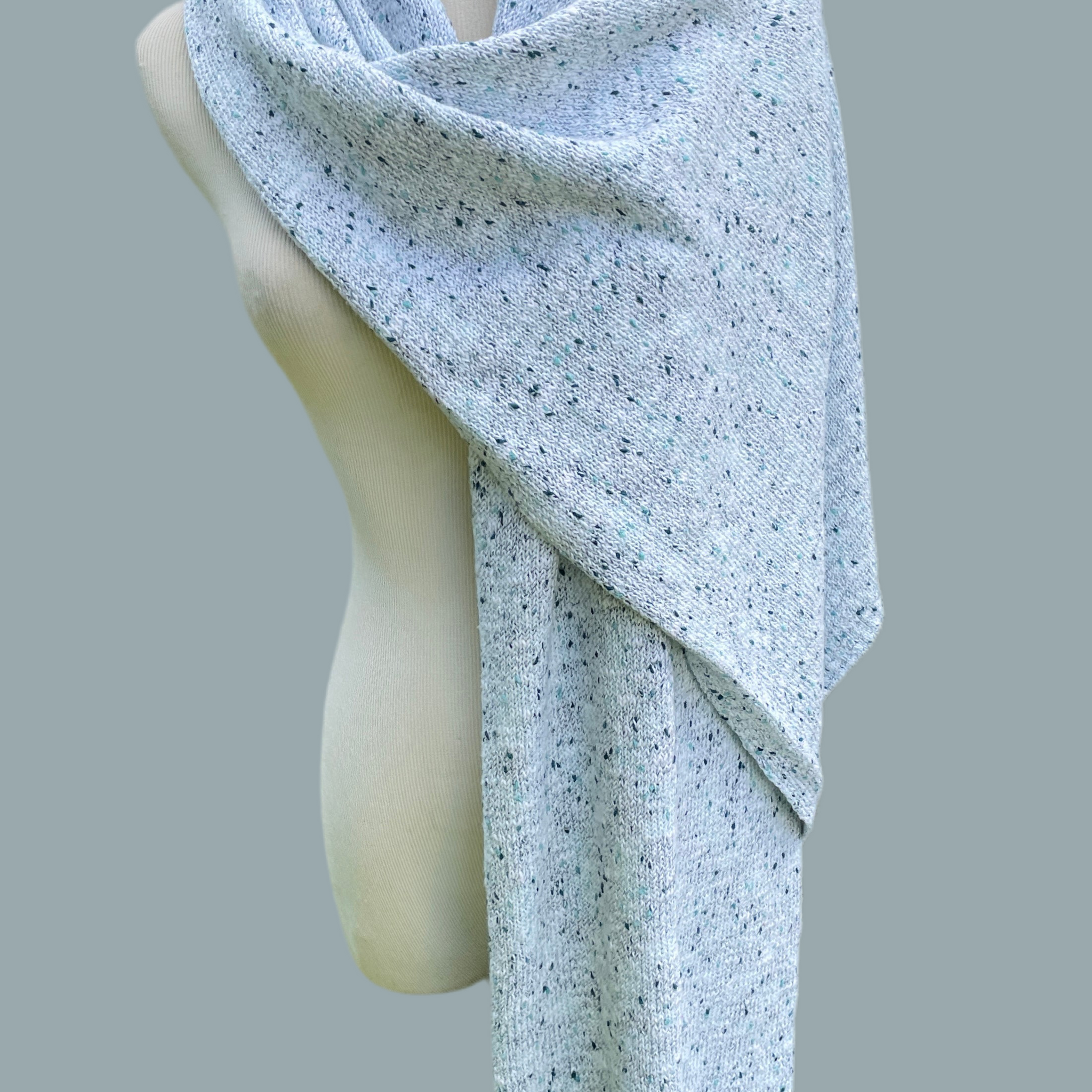 2000s Blue Tassels Long Wrap Winter Scarf