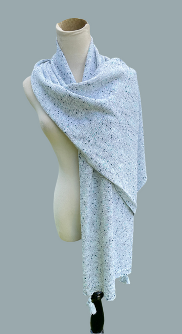 2000s Blue Tassels Long Wrap Winter Scarf