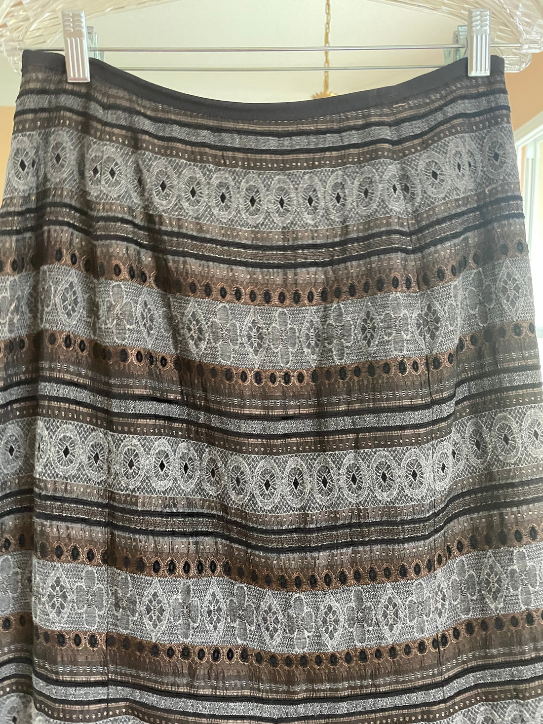 2000s Vintage Fall-Winter Textured Wool Blend Midi Skirt Med