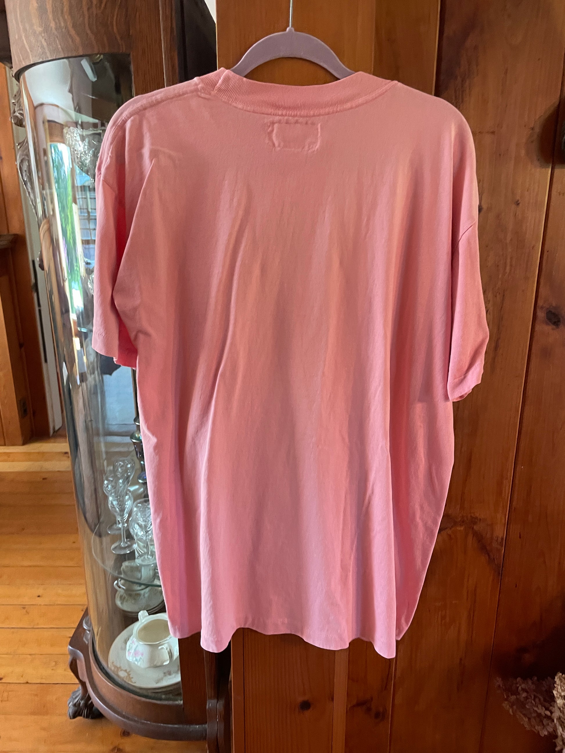  90s Bonjour 100% Cotton Free Size Pink T Shirt Top X/L