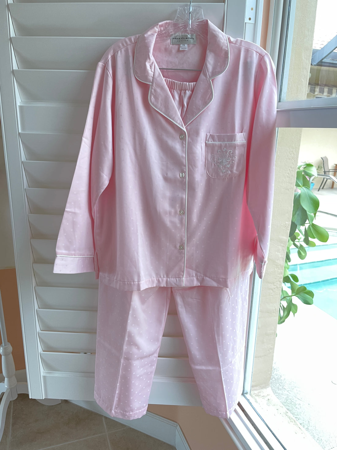 90s Miss Elaine Cotton Poly Pink 2 Piece Lounge Pajama Set M