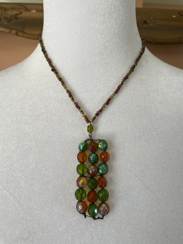 Vintage Hand Crafted Beaded Pendant Necklace  One of a Kind