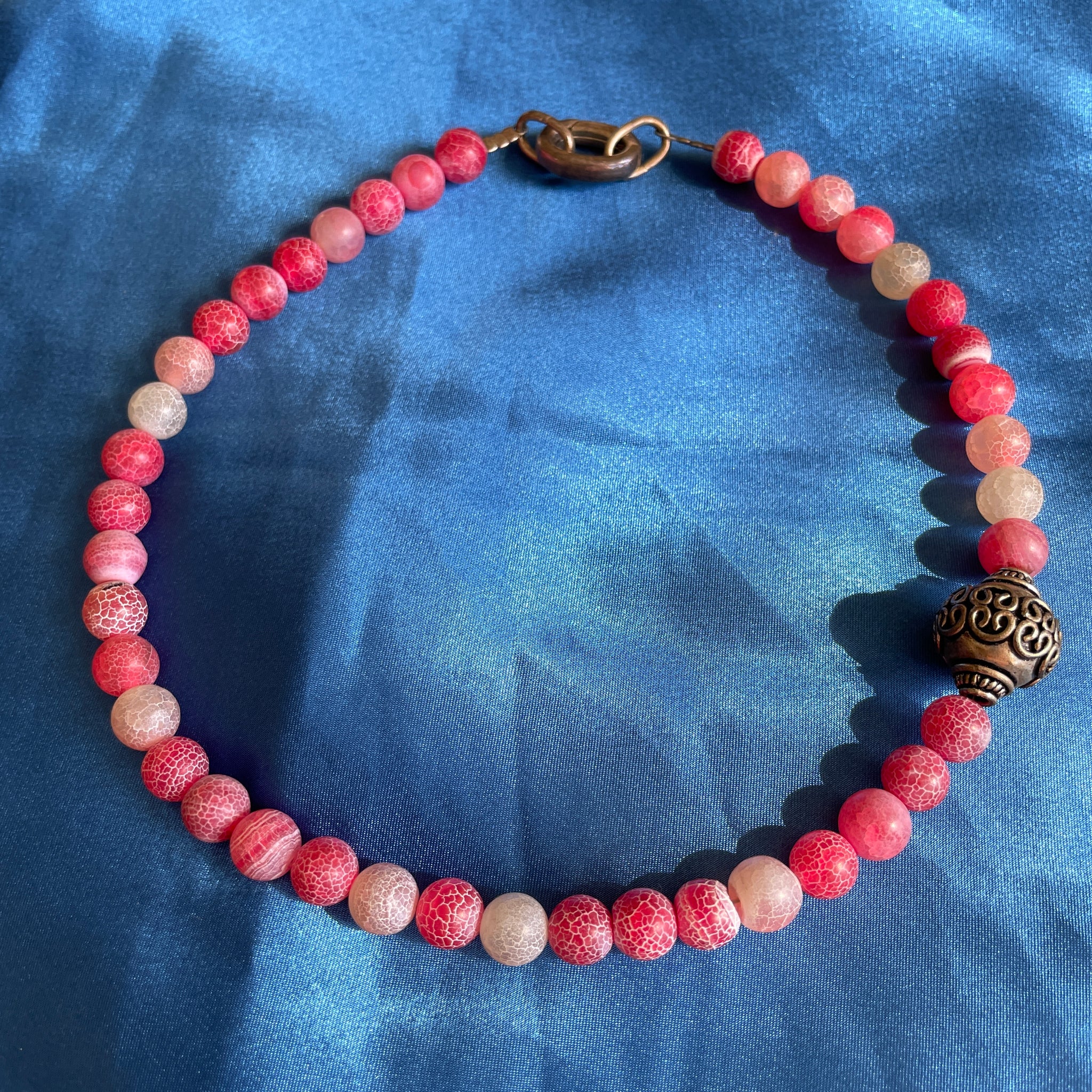 2000s Handmade One of a Kind Pink Quartz Beaded Unique Necklace