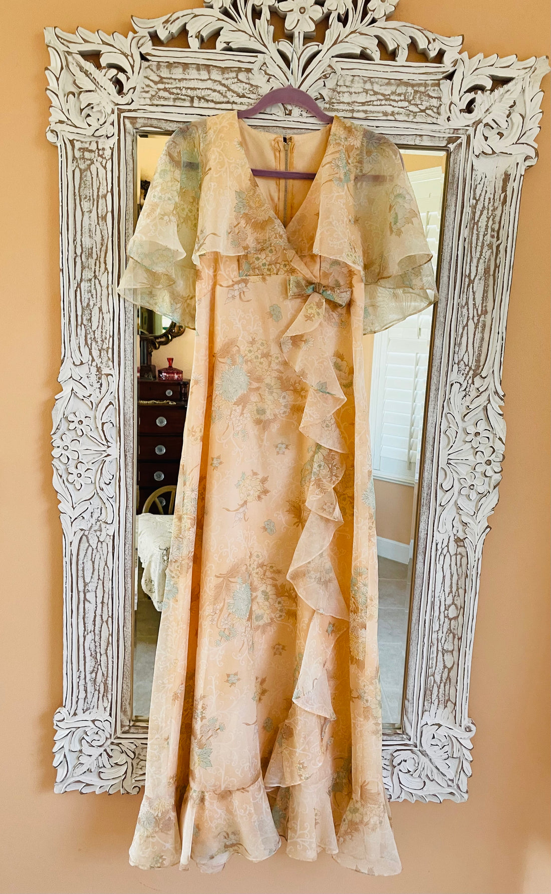 Vintage 70s Handmade Floral Maxi Dress Sm
