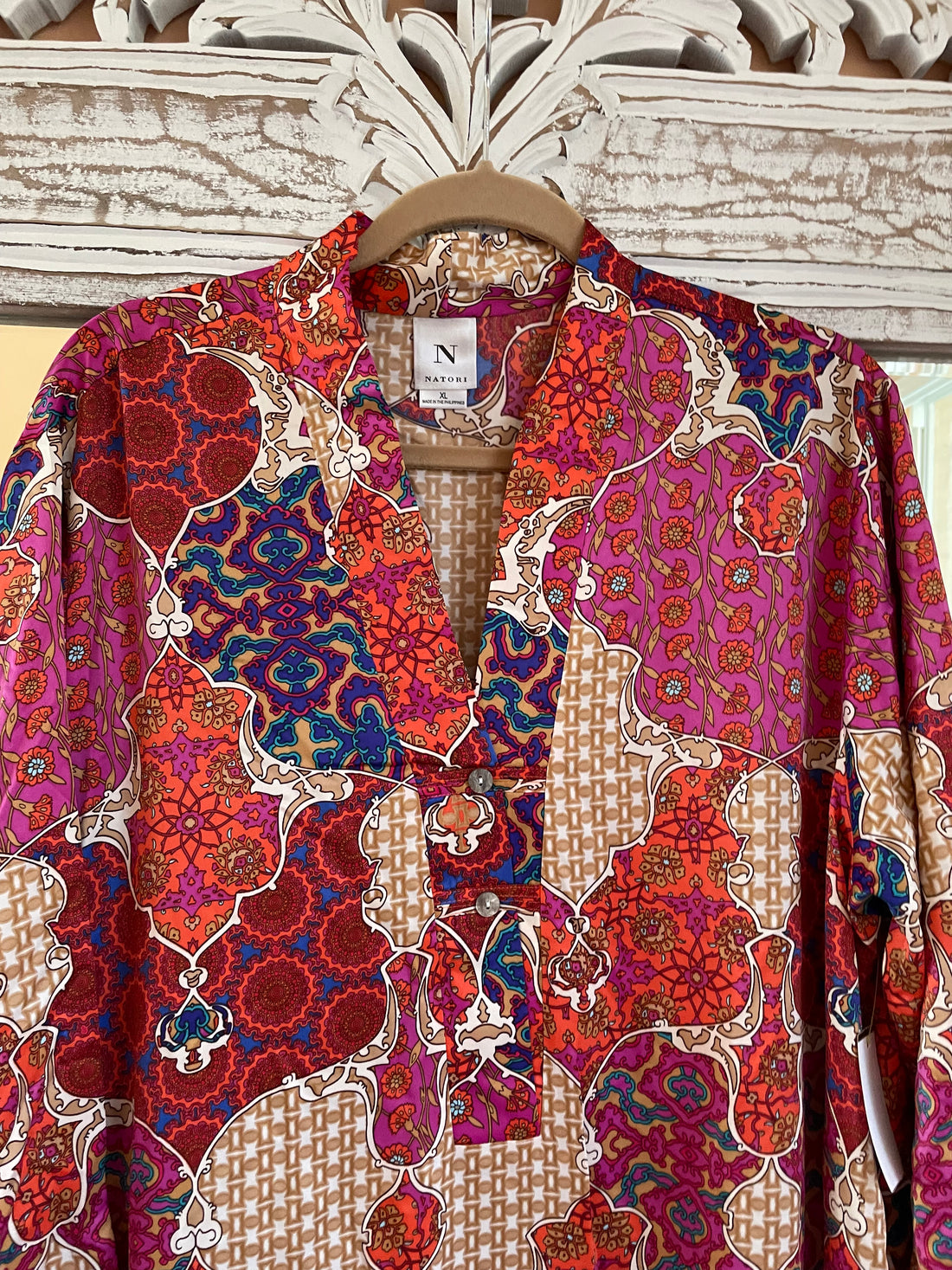 2000s Poly Print Loungewear Maxi Kaftan Dress X/L