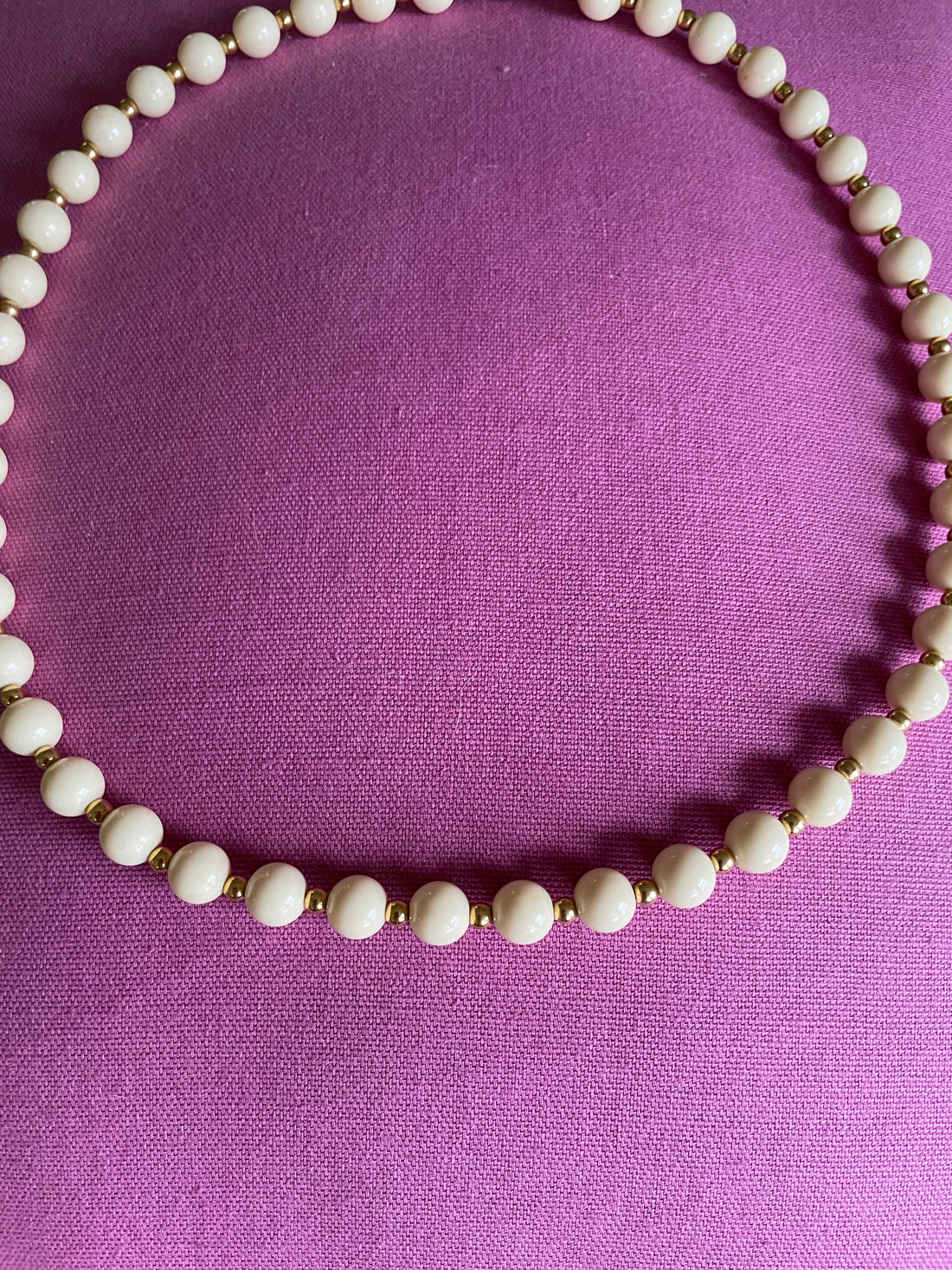 80s Vintage Signed Monet White Acrylic Beaded Classic Choker Necklace