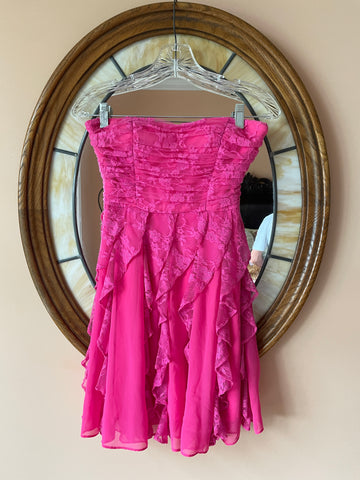 Hailey Logan by Adrianna Papell Strapless Lacy Pink Sheer Poly Lined Part Dress 10 Girls Size