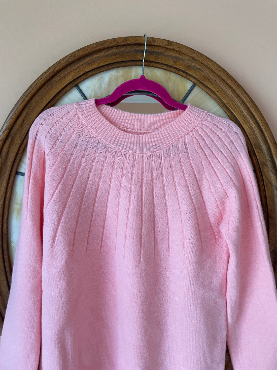 90s Vintage Pink Soft Knit Long Sleeve Sweater M