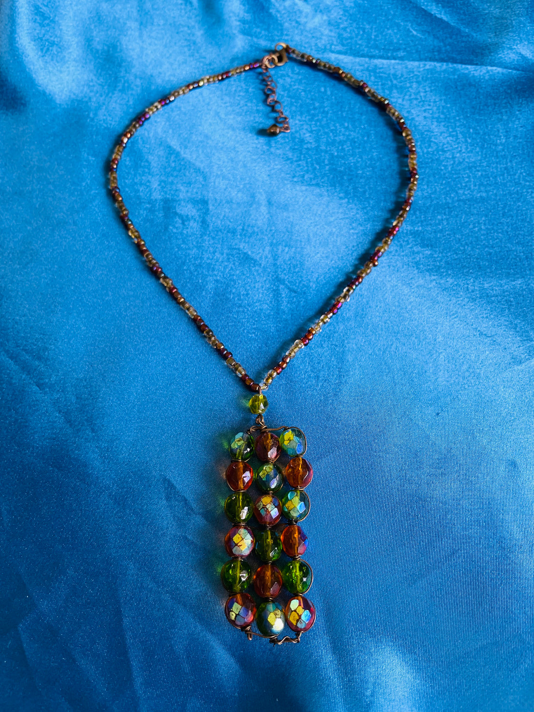 Vintage Hand Crafted Beaded Pendant Necklace  One of a Kind