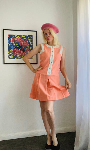 Vintage 60s Handmade Mod Scooter Mini Dress Sm
