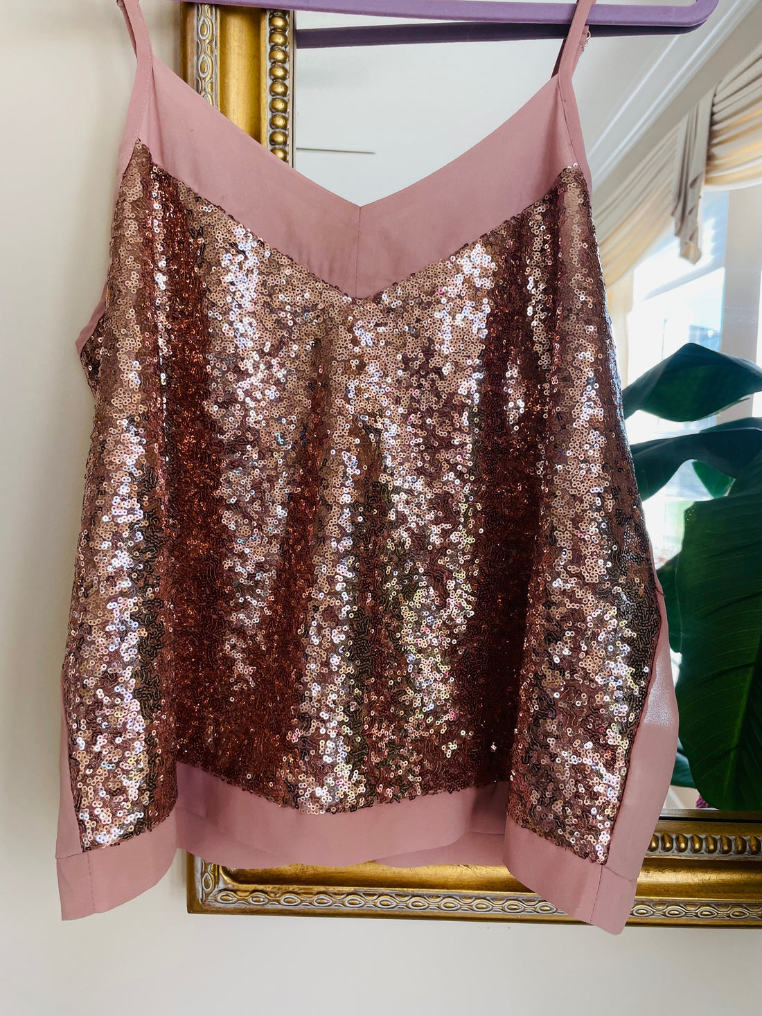 Shimmering Sequined Glam Cami Top. Lg