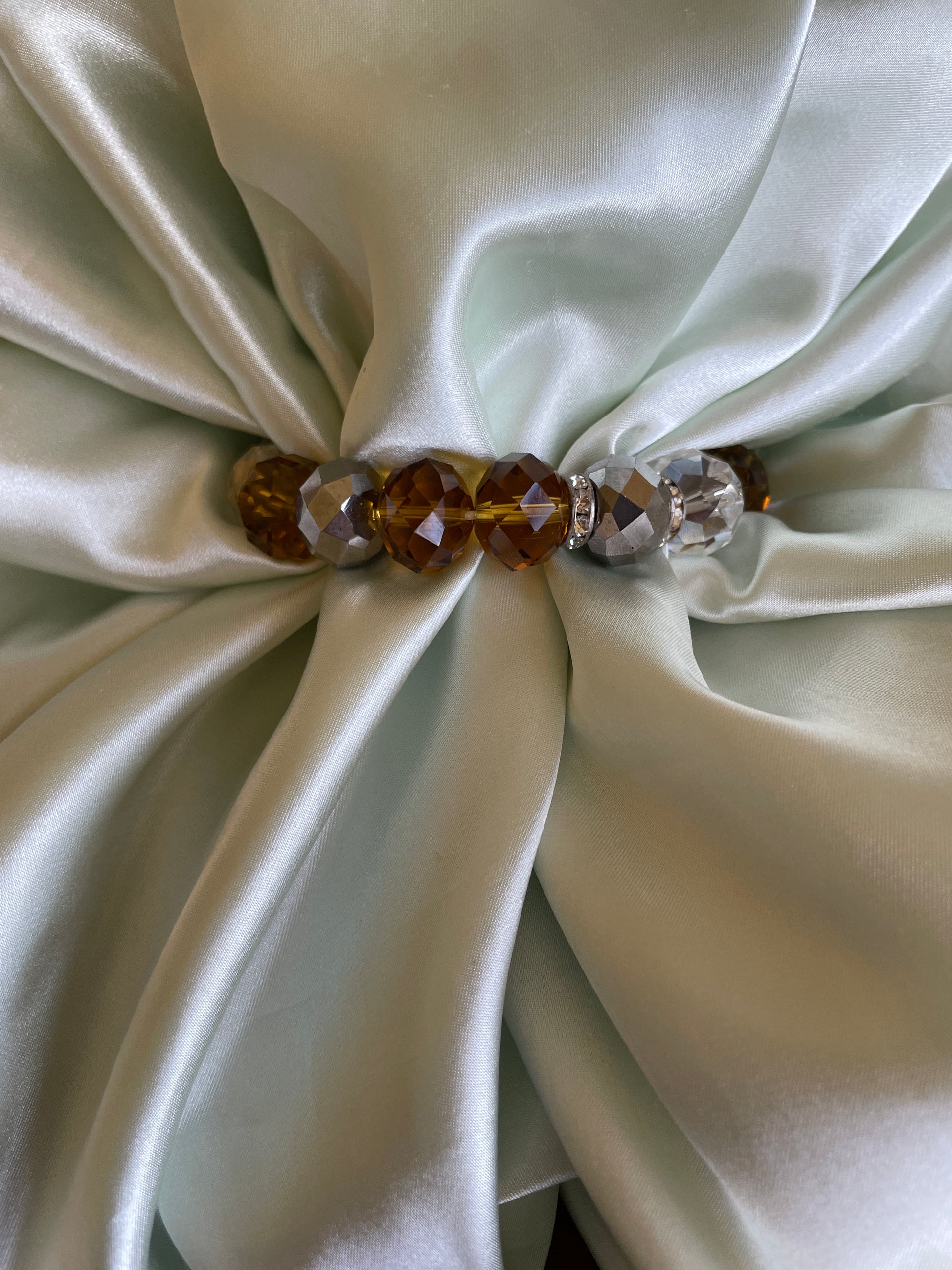  2000s Handmade Sparkling Glass Acrylic Beads Chunky Stretch Bracelet