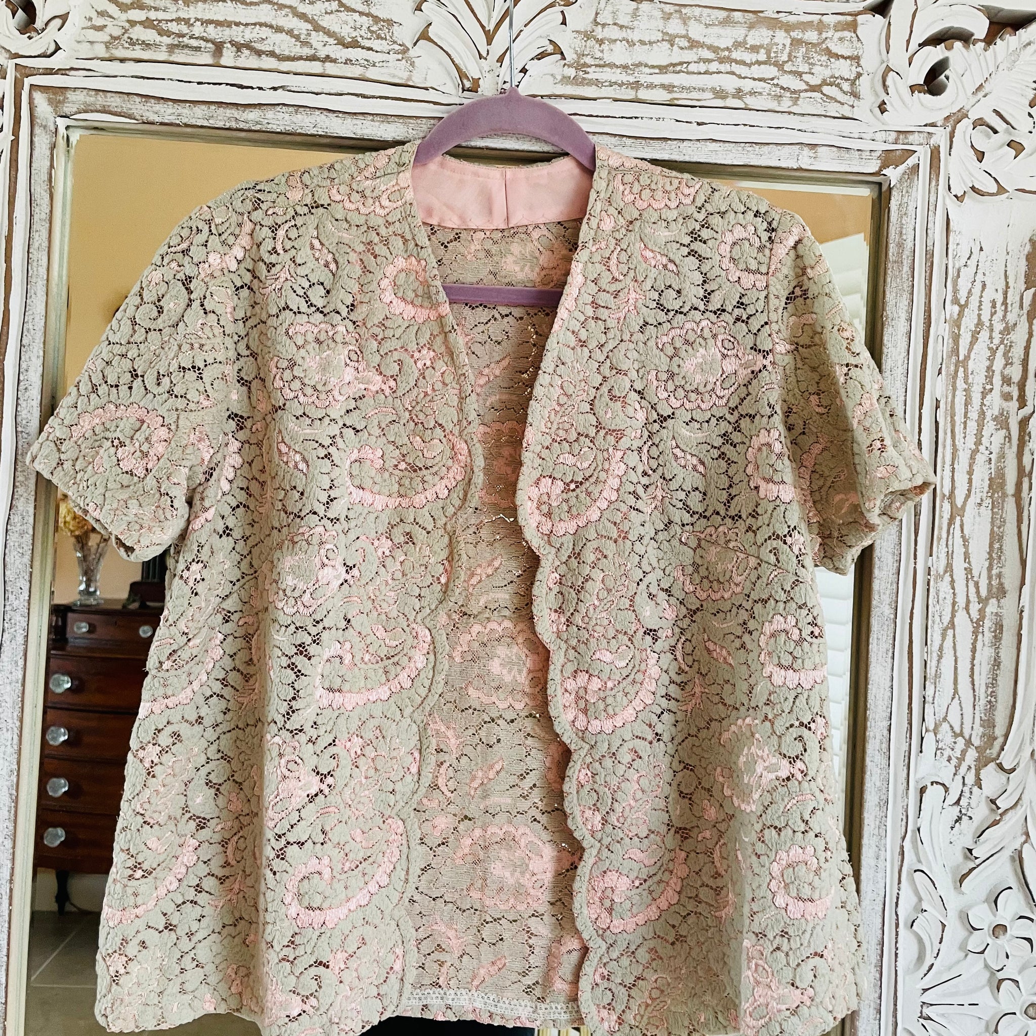 90s Vintage Handmade Dreamy Scalloped Jacket Top M