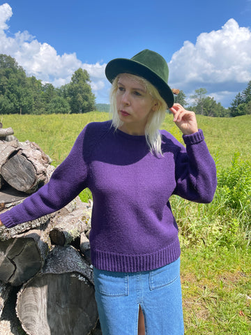 L. L. Bean 80s Purple Pure Wool Pullover Knit Sweater M