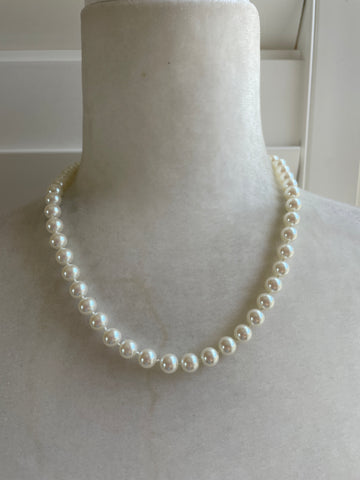 80s Signed Napier Glass Faux Pearl Classic Necklace