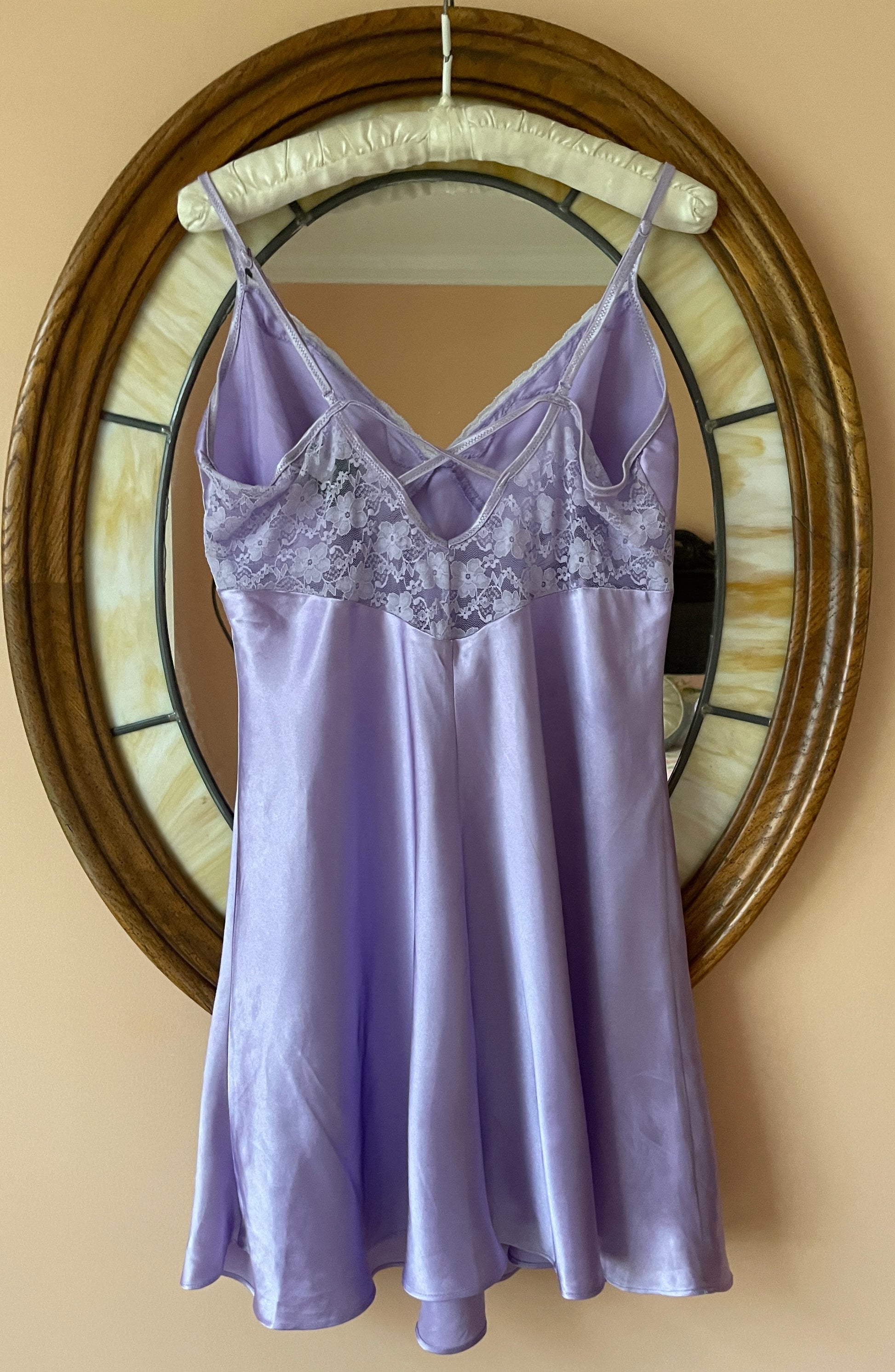  2000s Pretty Lavender Lace Lingerie Nightgown X/L