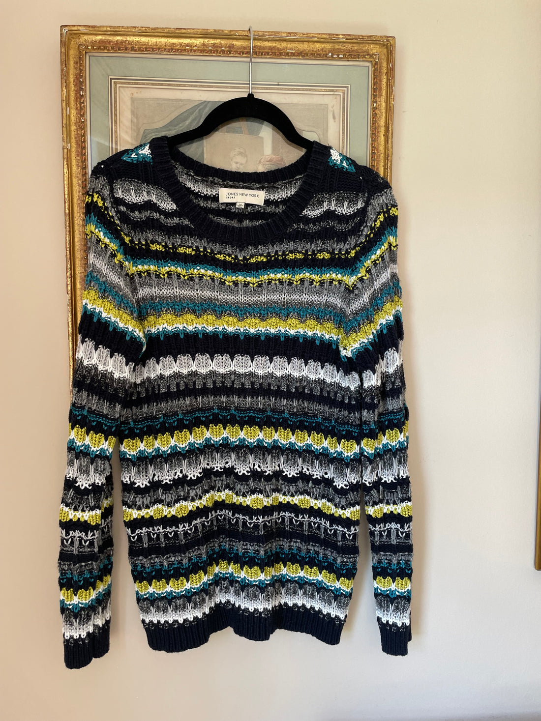 90s Vintage Retro Black Stretch Knit Unisex Winter Sweater M