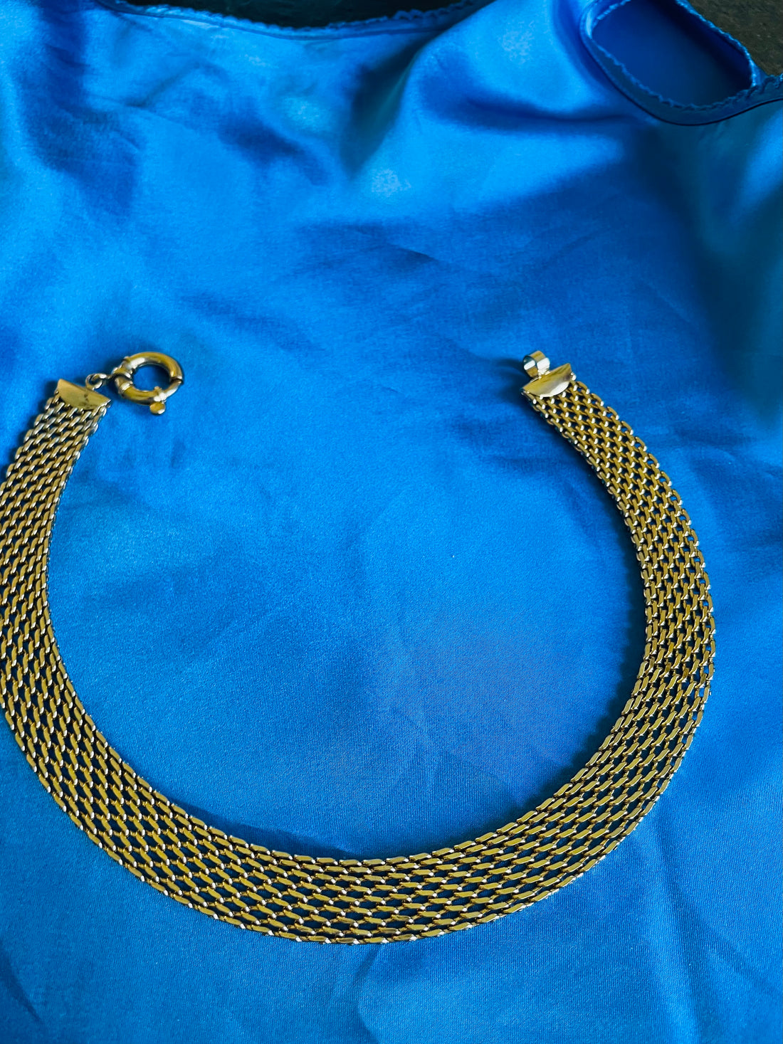 Vintage 80s Gold Tone Mesh Chain Classic Chain Necklace