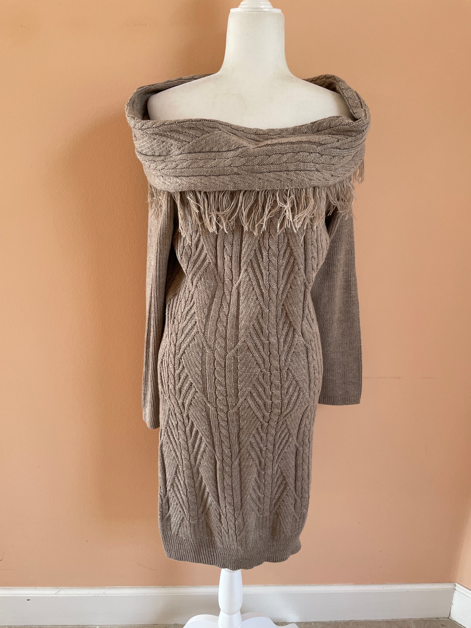 90s gray knit sweater dress 90s New York & Co Soft Gray Knit Stylish Sweater Dress L