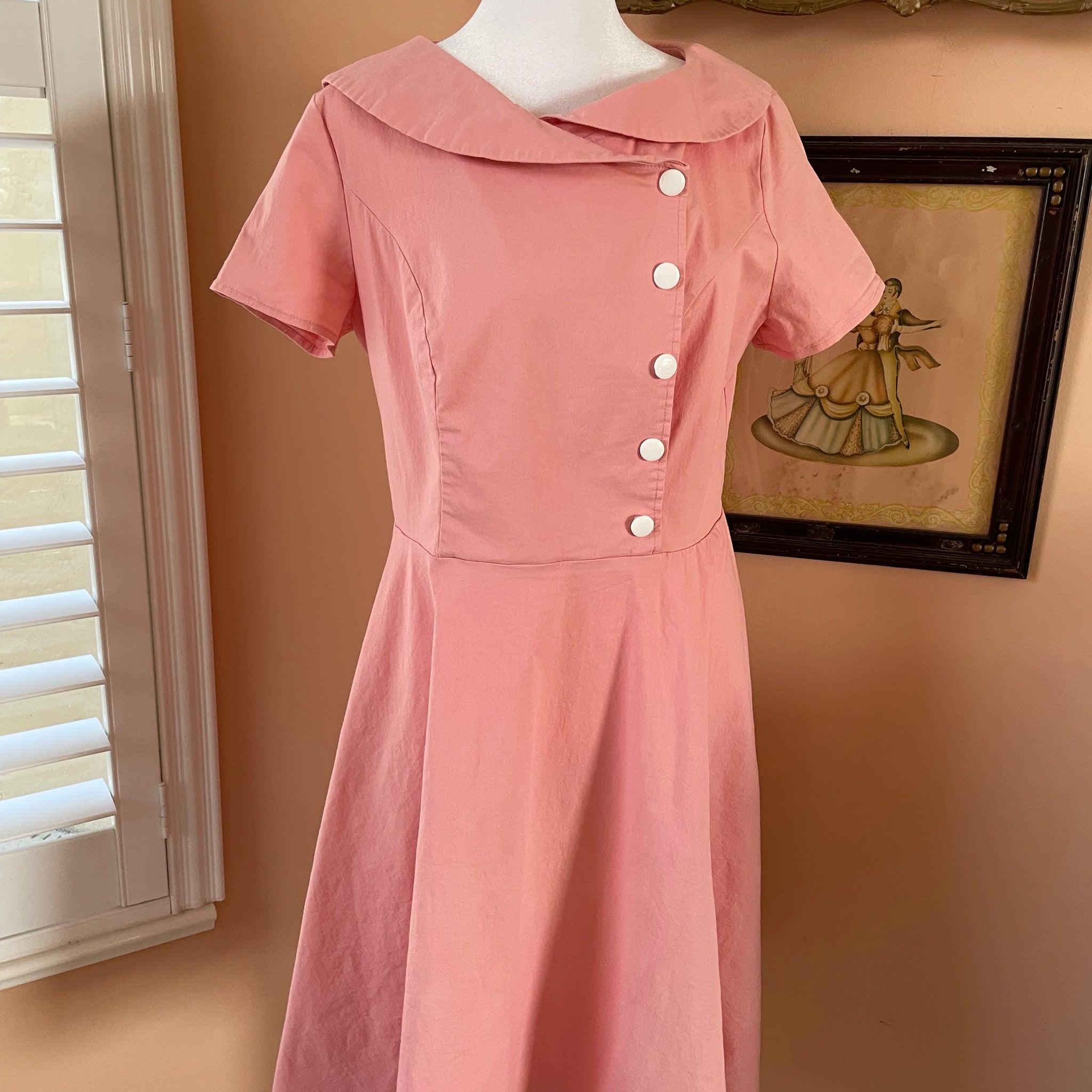 2000s Retro Style Pink Bubble Gum Color Day Dress M – BlondesInHeaven