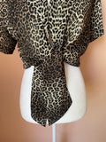 2000s Animal Print Cropped Tie Short Sleeve Top 