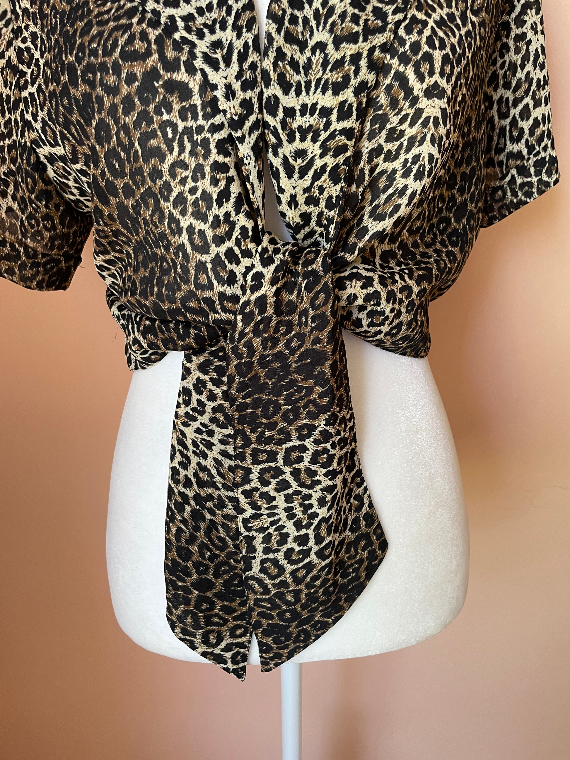 2000s Animal Print Cropped Tie Short Sleeve Top 