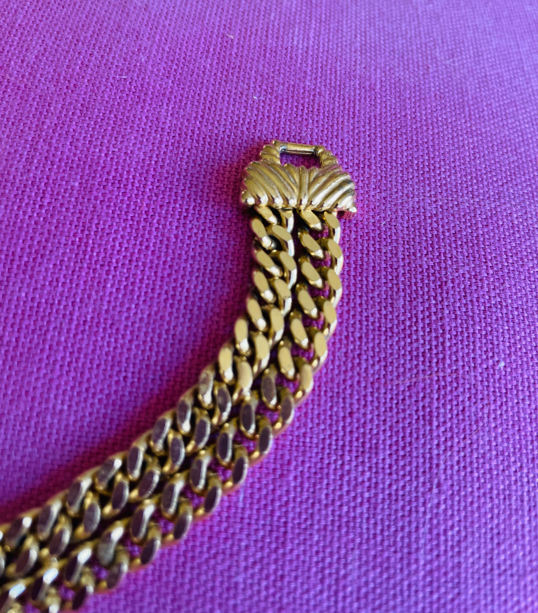 80s Vintage Double Gold Tone Cuban Chain Bracelet