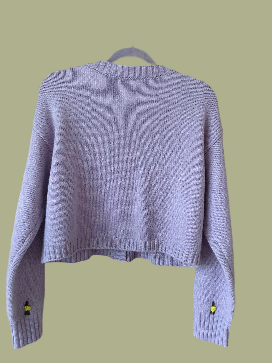 2000s Vintage Knit Flower Cropped Cardigan Sweater M