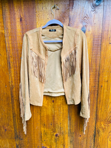 2000s Lots of Fringe Open Front Cowgirl Jacket Sm