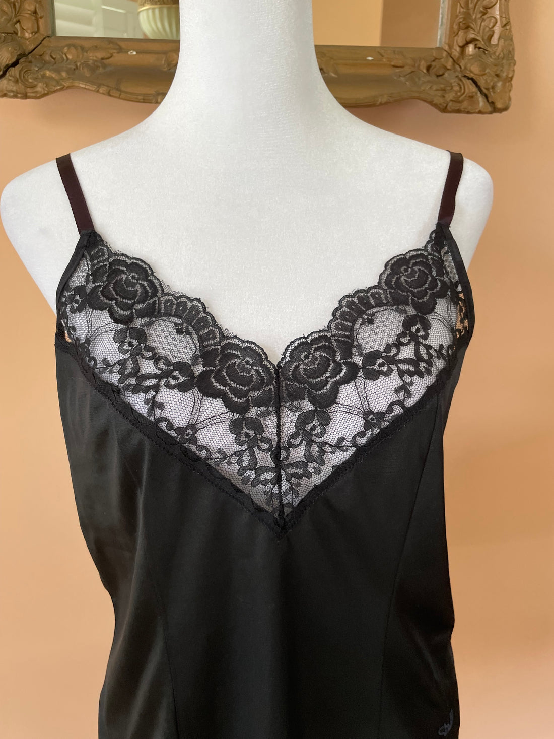 Diane Von Furstenberg Black Lingerie Cami. Lace bodice. Sm