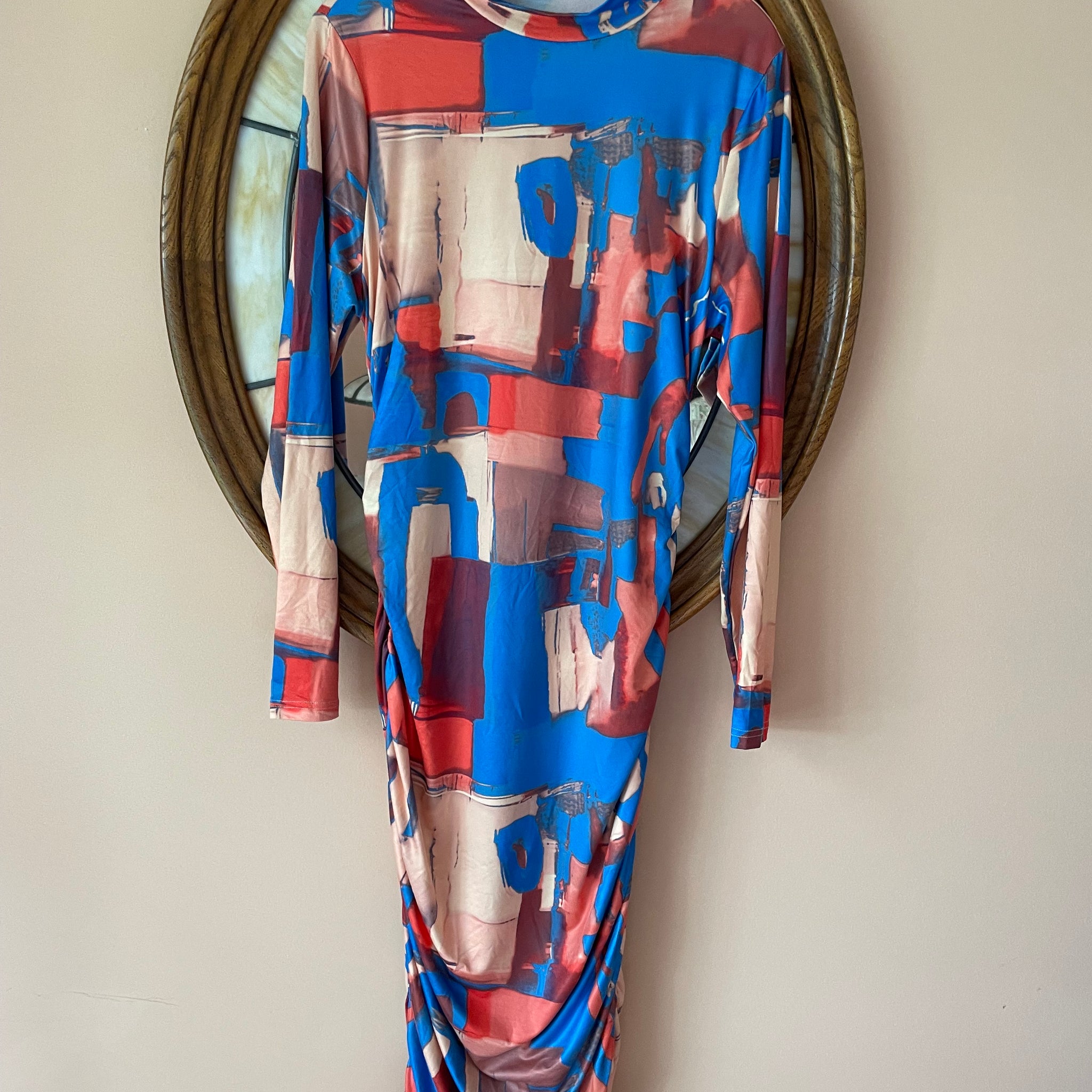 2000s Abstract Print Unique Long Dress M