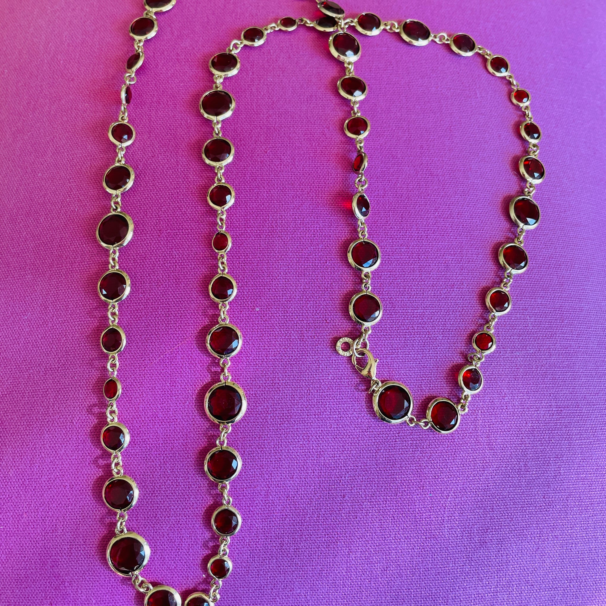 80s Anne Klein Glass Bezel Cut Long Wrap Necklace