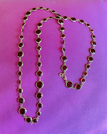 80s Anne Klein Glass Bezel Cut Long Wrap Necklace