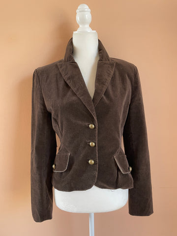80s Made in France Brown Cotton Cropped Jacket