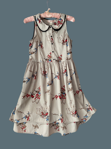 Sweet Sound of Birds Dress Tie Button High Low Dress Sm