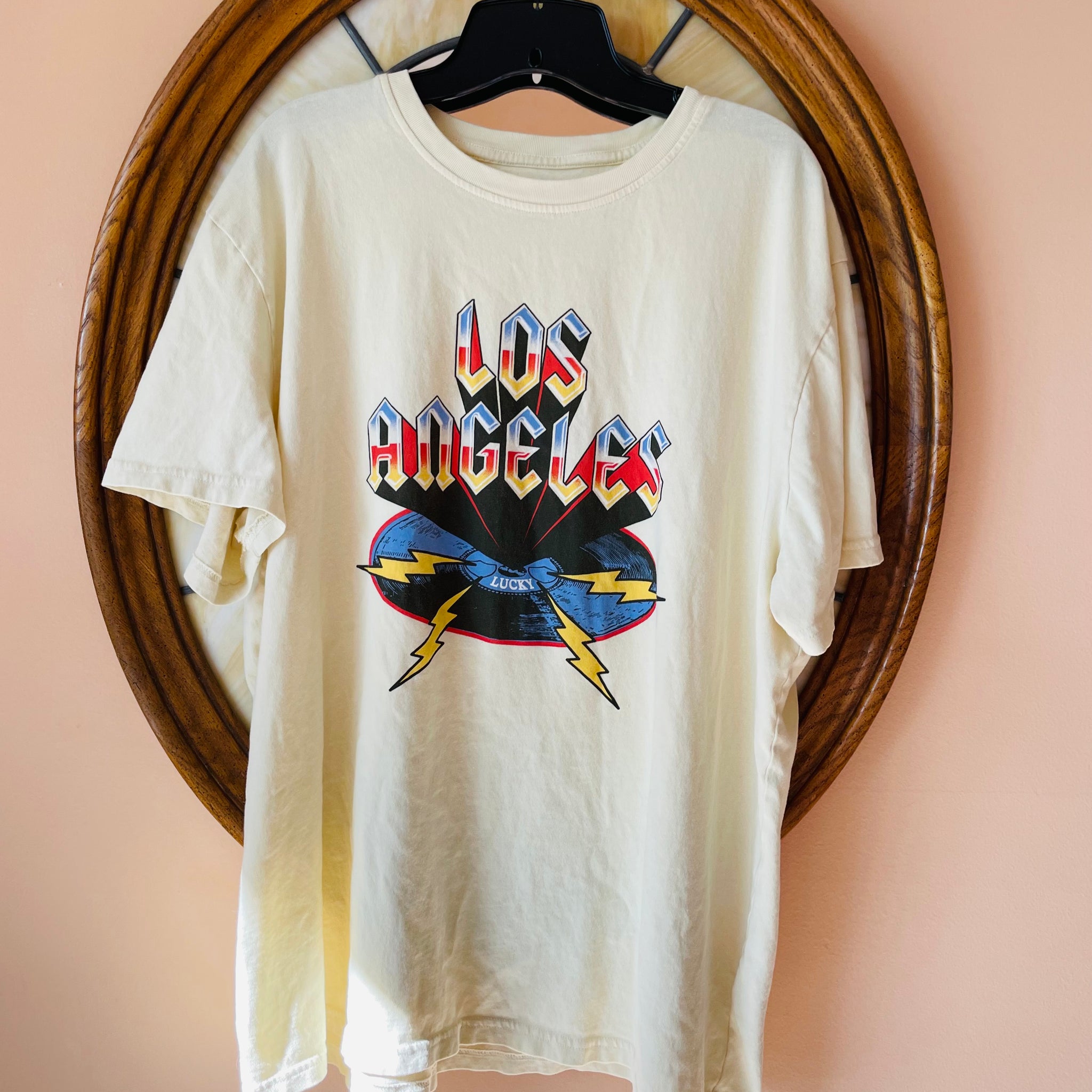 2000s Off White Cotton Los Angeles T Shirt Top XXL